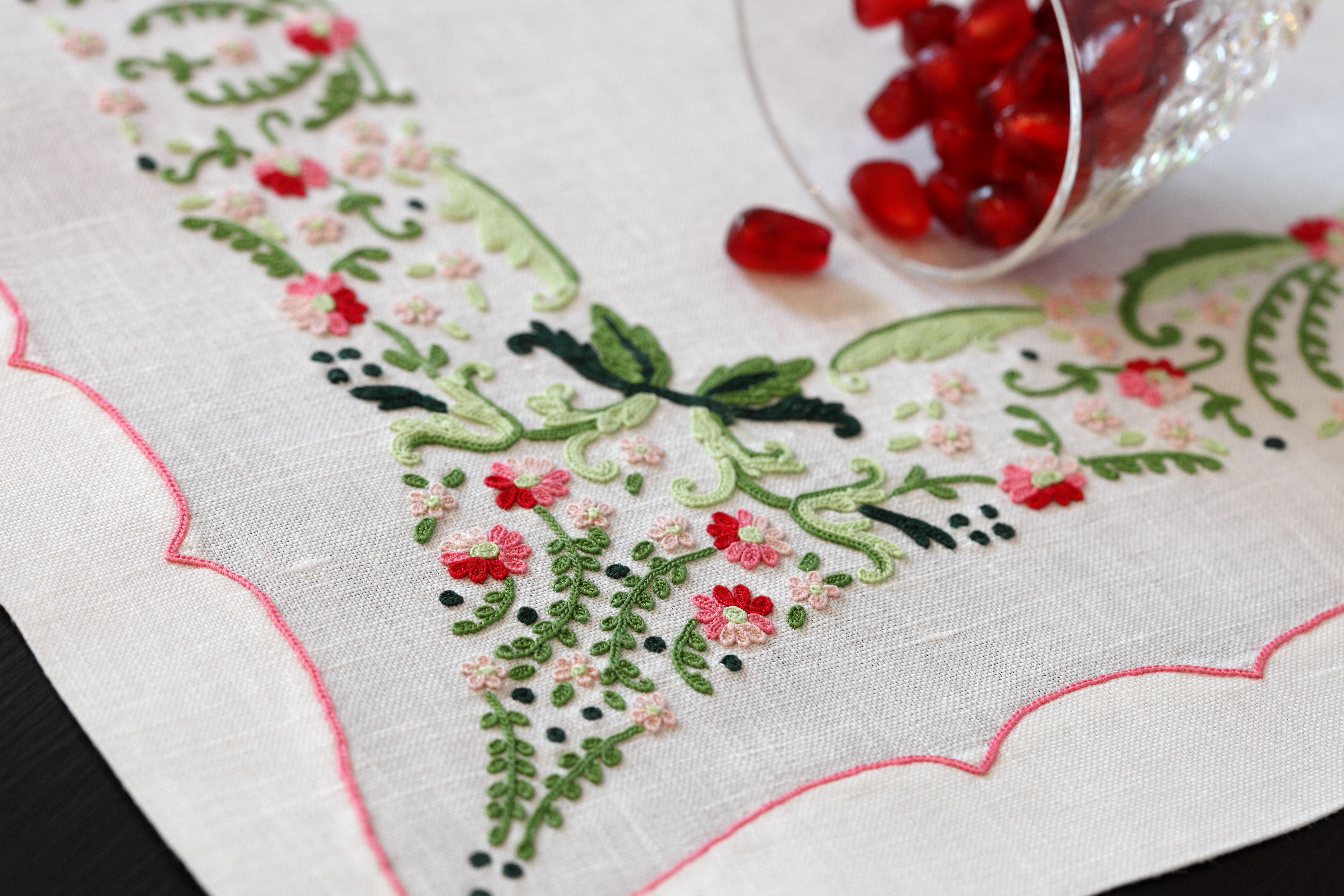 Embroidered floral placemat
